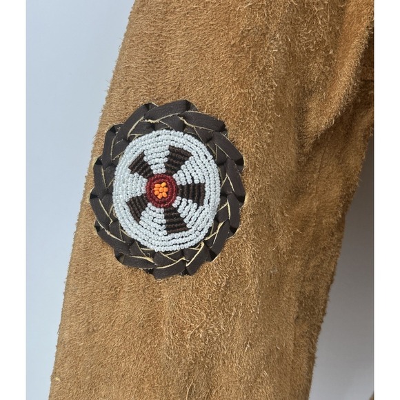 Cocobee Cowboy Western Suede Leather Jacket With Beadwork Tan Men's 5XL - Picture 3 of 10